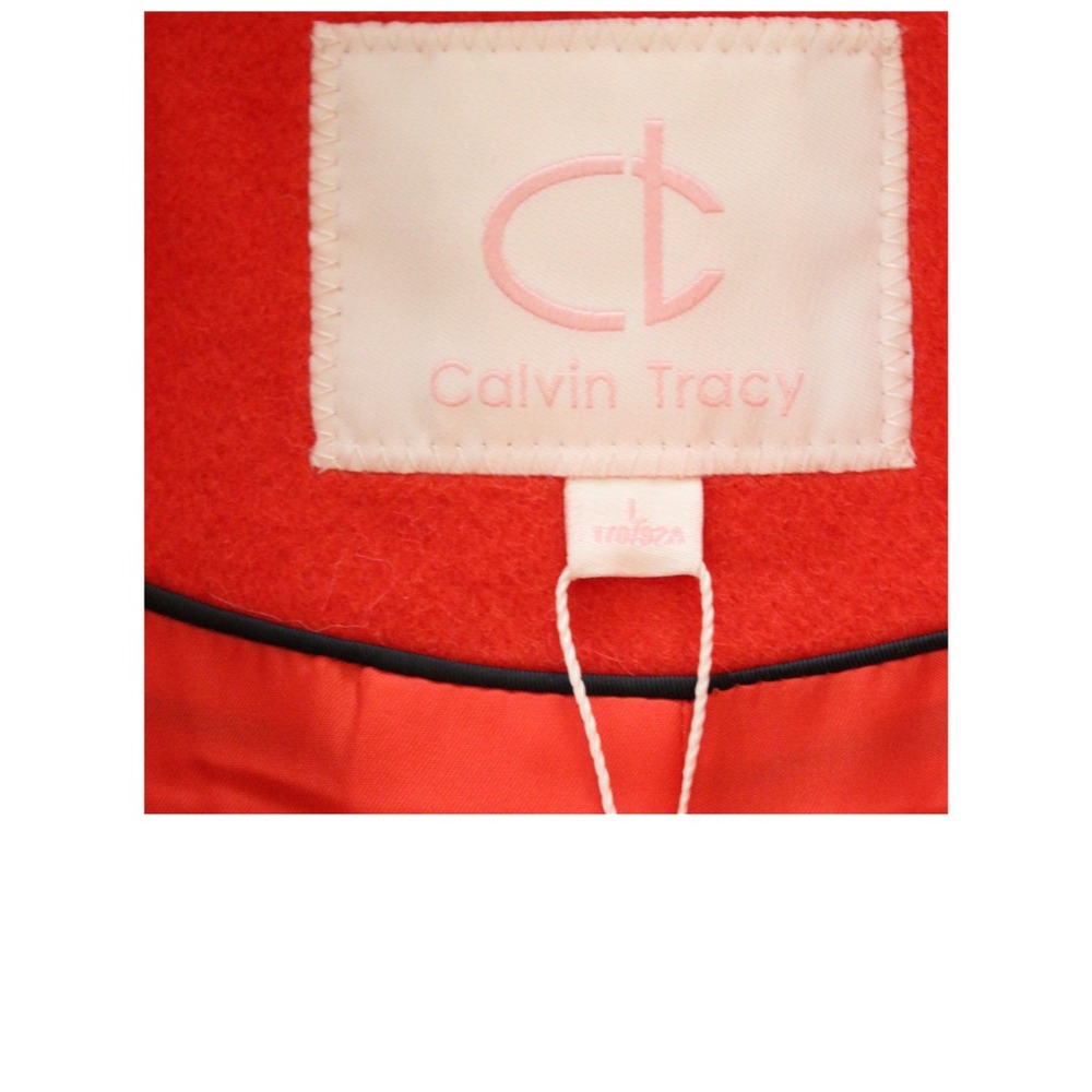 NWT Calvin Tracy Red/Orange Dress Coat removable collar Size Large - Picture 3 of 7